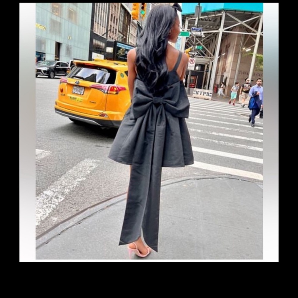 Love shack fancy black spin minidress wedding guest  large bow in back size 2 - Picture 7 of 13